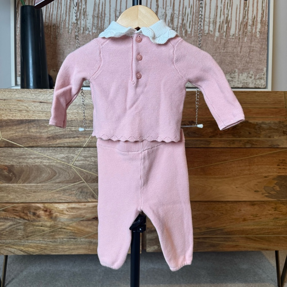Janie and Jack Pink Knit Pant Set 0–3 Months baby girl Sweater & Pants set - Picture 3 of 3